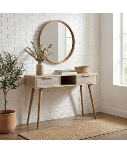 Cosma Consolle 2 Cassetti Legno Sbiancato 120x40x80 cm Rettangolare