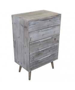 Cosma Home Cassettiera 5 Cassetti Tortora in Legno Paulownia 60x40x95 cm