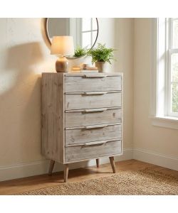 Cosma Home Cassettiera 5 Cassetti Tortora in Legno Paulownia 60x40x95 cm