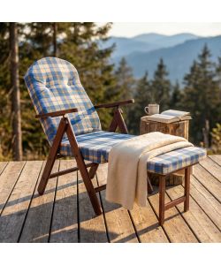 Cosma Poltrona Relax 4 Posizioni Blu con Cuscino e Prolunga Faggio