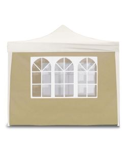 Telo laterale 3x2m beige con finestre per gazebo richiudibile 3x3mt