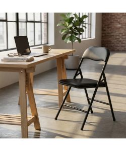 Cosma Sedia Pieghevole Slim Nera con Seduta in PVC e Struttura Nera