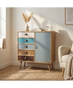 Cosma Mobiletto 5 Cassetti Marrone Chiaro 80x35x85 cm Stile Industriale