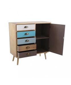 Cosma Mobiletto 5 Cassetti Marrone Chiaro 80x35x85 cm Stile Industriale