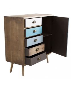 Cosma Mobiletto 5 Cassetti Marrone Chiaro 80x35x85 cm Stile Industriale