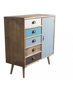 Cosma Mobiletto 5 Cassetti Marrone Chiaro 80x35x85 cm Stile Industriale