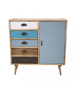 Cosma Mobiletto 5 Cassetti Marrone Chiaro 80x35x85 cm Stile Industriale