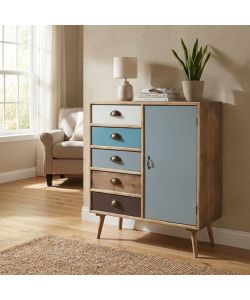 Cosma Mobiletto 5 Cassetti Marrone Chiaro 80x35x85 cm Stile Industriale