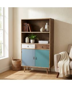 Cosma Mobiletto Barrie 2 Ante 2 Cassetti Marrone Chiaro 80x35x140