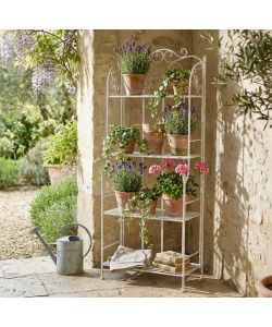Cosma Etagere 4 Piani Bianco Antico in Metallo per Giardino 158 cm