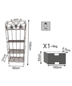Cosma Etagere 4 Piani Bianco Antico in Metallo per Giardino 158 cm