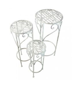 Cosma Set di 3 Fioriere in Metallo Bianco Antico Ø32-27-22 cm