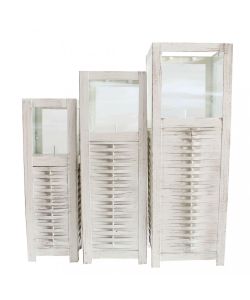 Cosma Set di 3 lanterne in metallo bianco con sfumature dorate
