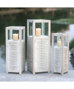 Cosma Set di 3 lanterne in metallo bianco con sfumature dorate