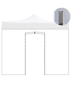 Telo laterale 3x2m bianco impermeabile con porta avvolgibile per gazebo richiudibile 3x3mt