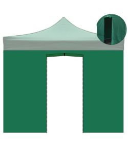 Telo laterale 3x2m verde impermeabile con porta avvolgibile per gazebo richiudibile 3x3mt