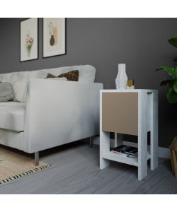 Effezeta Comodino Ema Anta Ribalta Bianco Tortora 30x30x55h - Arredo Camera
