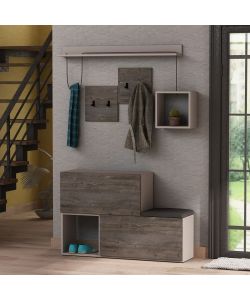 Holdon Mobile Ingresso Scarpiera Tortora Dark Coffee - Doppia Scarpiera - 120x36,5x87,5h cm - Mobili Ingresso Effezeta Italia