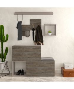 Holdon Mobile Ingresso Scarpiera Tortora Dark Coffee - Doppia Scarpiera - 120x36,5x87,5h cm - Mobili Ingresso Effezeta Italia