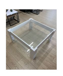Tavolino da salotto bianco con doppio ripiano in vetro Homy