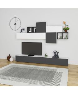 Parete attrezzata Tromen 260 cm. bianco antracite MTV234474