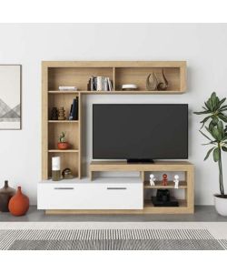 Parete attrezzata rovere bianco Leo