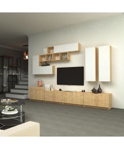 Parete attrezzata Domino 280 cm bianco rovere