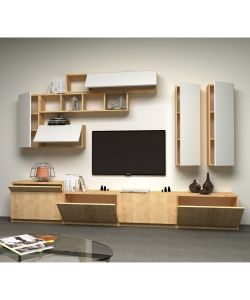 Parete attrezzata Domino 280 cm bianco rovere