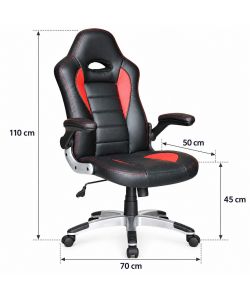 Poltrona Direzionale Gamer - Rosso e Nero - Ergonomica 70x50x110 cm