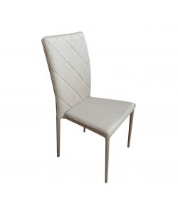 Sedia Living in Ecopelle Bianca - Design con Finiture a Rombi