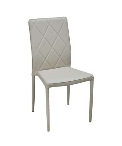 Sedia Living in Ecopelle Bianca - Design con Finiture a Rombi