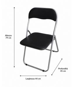 Sedia Pieghevole Imbottita Nera - Confortevole e Pratica 44x45x79 cm