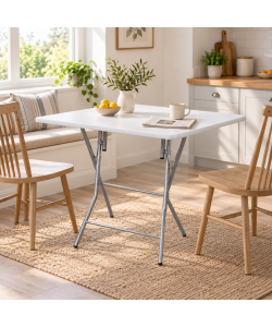 Tavolino Pieghevole Bianco 80 x 60 x 72 cm - Design Pratico