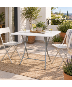Tavolino Pieghevole Bianco 80 x 60 x 72 cm - Design Pratico