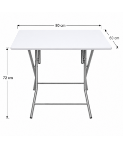 Tavolino Pieghevole Bianco 80 x 60 x 72 cm - Design Pratico