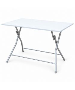 Tavolo Pieghevole 70 x 100 cm Bianco in Metallo e MDF