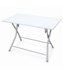 Tavolo Pieghevole 70 x 100 cm Bianco in Metallo e MDF