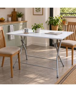 Tavolo Pieghevole 70 x 100 cm Bianco in Metallo e MDF