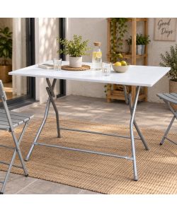 Tavolo Pieghevole 70 x 100 cm Bianco in Metallo e MDF