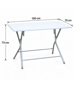 Tavolo Pieghevole 70 x 100 cm Bianco in Metallo e MDF