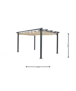 Domo Mea Pergola 3x3m in Alluminio Antracite con Tetto Scorrevole in Poliestere