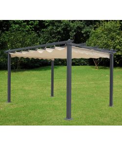 Domo Mea Pergola 3x3m in Alluminio Antracite con Tetto Scorrevole in Poliestere