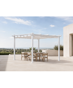 Pergola da Giardino 3x3 m in Alluminio Bianco con Telo - Facile Montaggio - Domo Mea