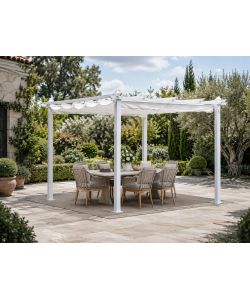 Pergola da Giardino 3x3 m in Alluminio Bianco con Telo - Facile Montaggio - Domo Mea