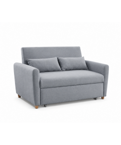 Divano Letto 2 Posti in Tessuto Grigio 140x86x88 cm Apertura Letto 190x112 cm Pull-Out - Domo Mea