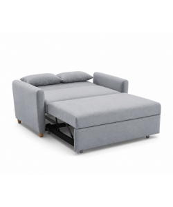 Divano Letto 2 Posti in Tessuto Grigio 140x86x88 cm Apertura Letto 190x112 cm Pull-Out - Domo Mea