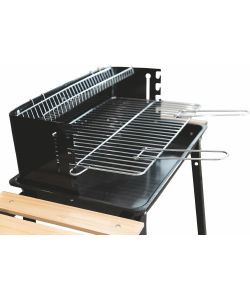 Barbecue a carbone con ripiani in legno - Nero 87x45x83 cm