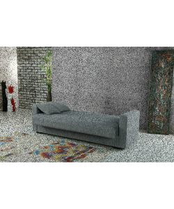 Divano Letto 3 Posti Grigio in Tessuto con Braccioli - Cassettone e Schienale Ribaltabile - Misure 183x105x42 cm