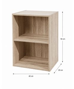 Domo Mea - Libreria 2 Ripiani in Legno Naturale 40x29x54 cm
