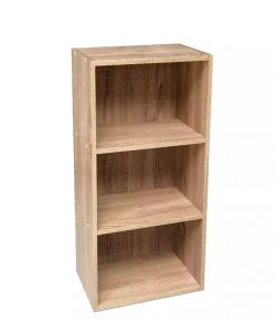 Libreria a 3 Ripiani in Legno Naturale - 40x29x80 cm